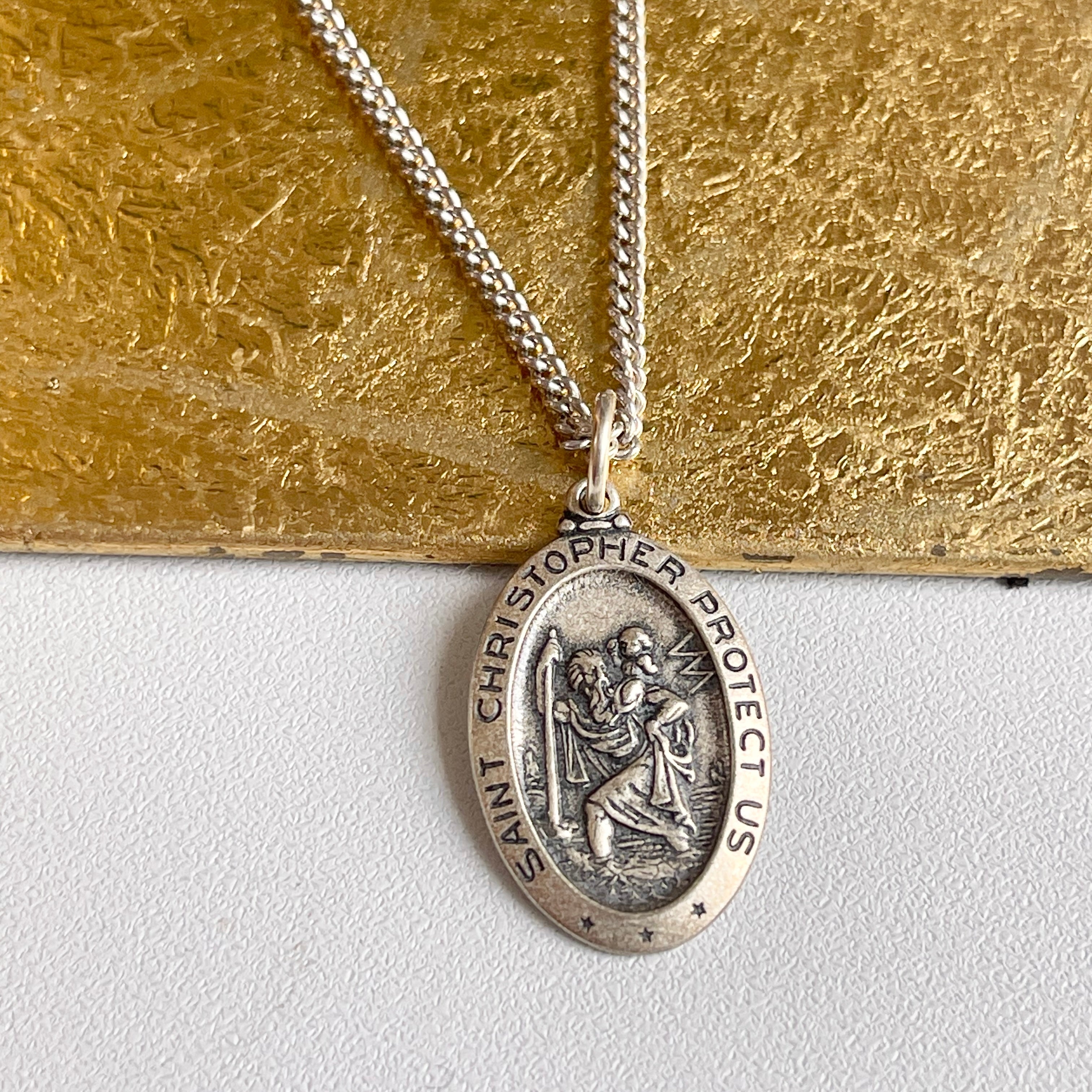 Small St. Christopher Surf Necklace, Silver-black – Michelle's Jewelry  Studio